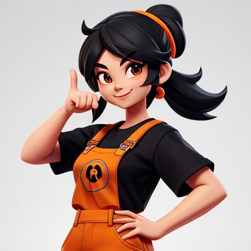 Kawaii Chef Girl Points the Way: 3D Render