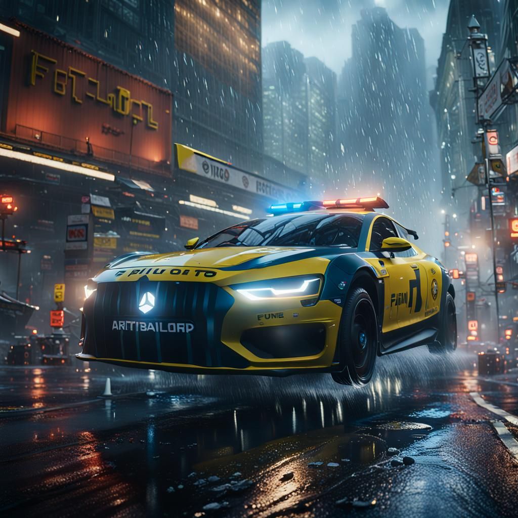 Futuristic F1 Pilot Escape in Rain