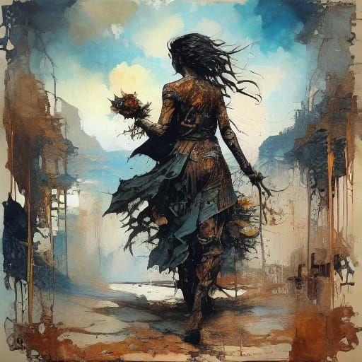 <lora:Nurografik Ink SD1-5:1.0> Silhouette breathtaking beauty, realistic, detailed  background, Royo, Bagshaw, Chevrier...