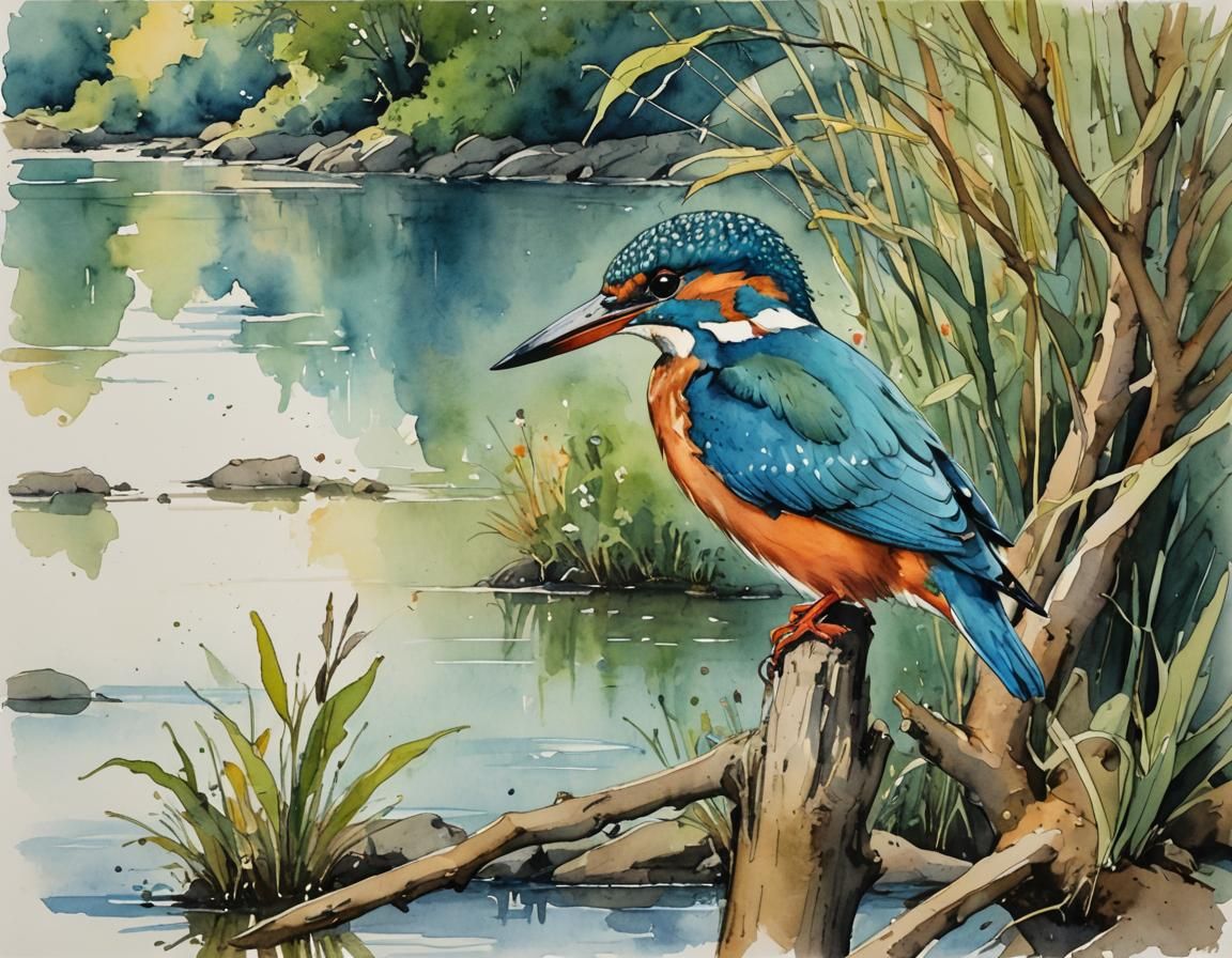 Kingfisher in a River