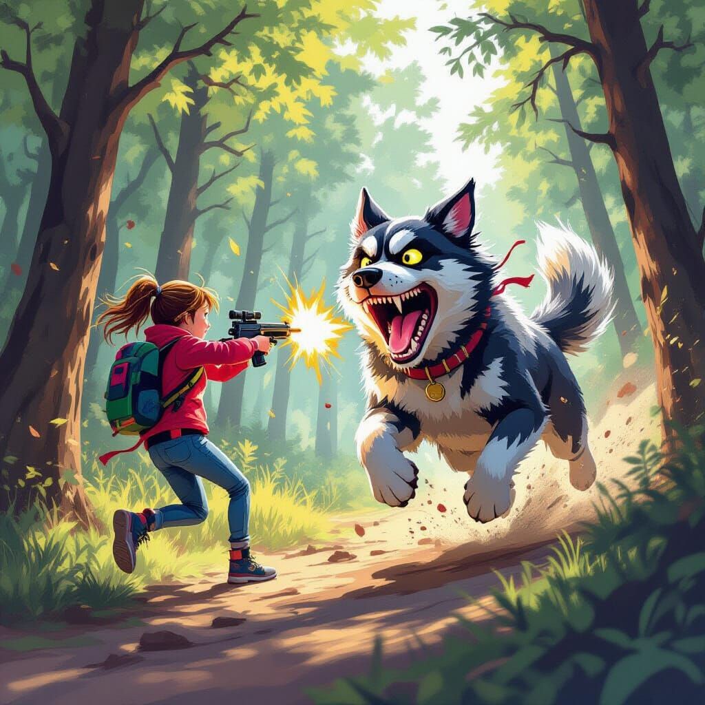 Spy Girl and Dog Monster Chase: Graffiti Art Style