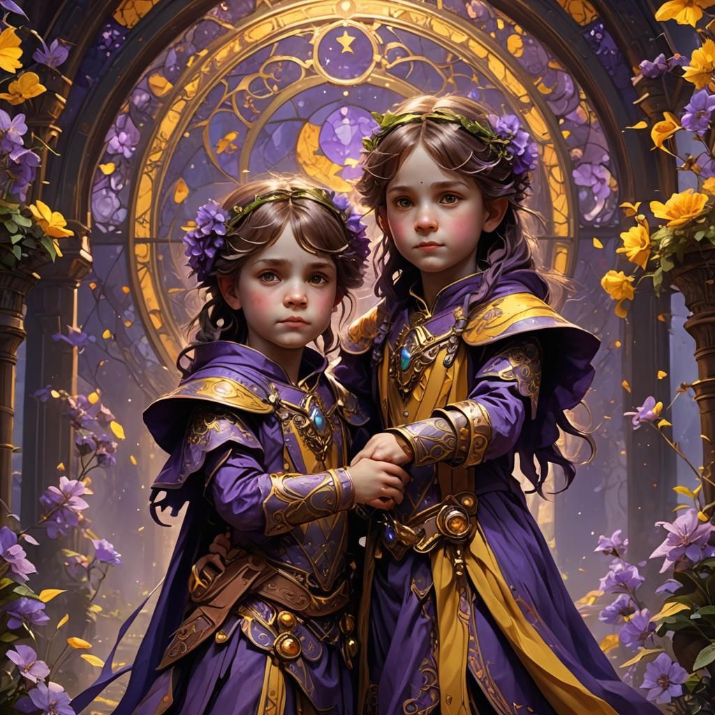 Happy Twins in Dark Fantasy Style