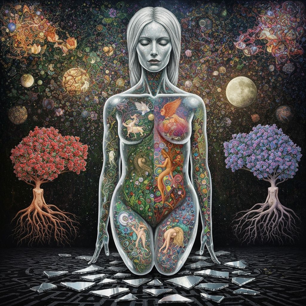 The Man in Red and Tulips: Dreamlike Bioluminescent Art