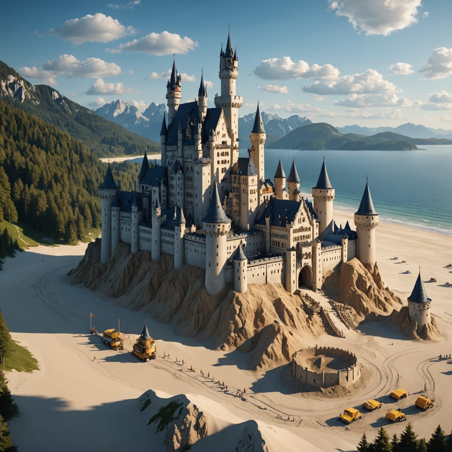 Sand Castle Neuschwanstein: Detailed Matte Painting