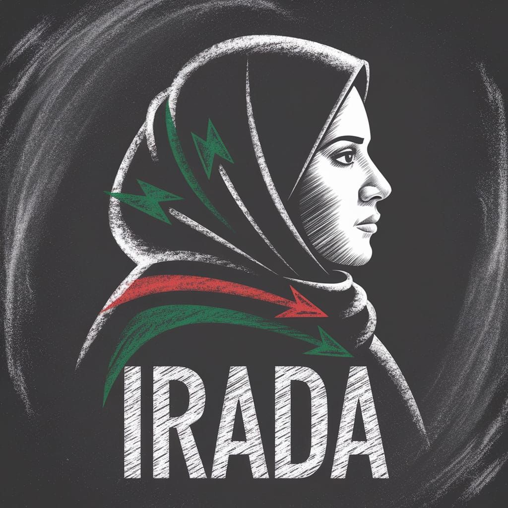 Palestinian Woman Silhouette with Arrows Chalk Art