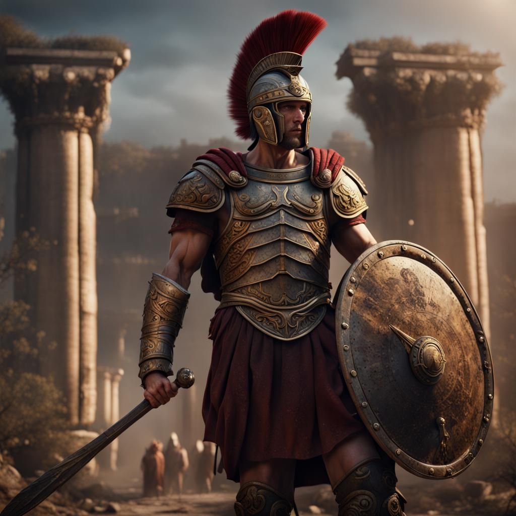 Ancient Roman Warrior: Detailed Matte Painting