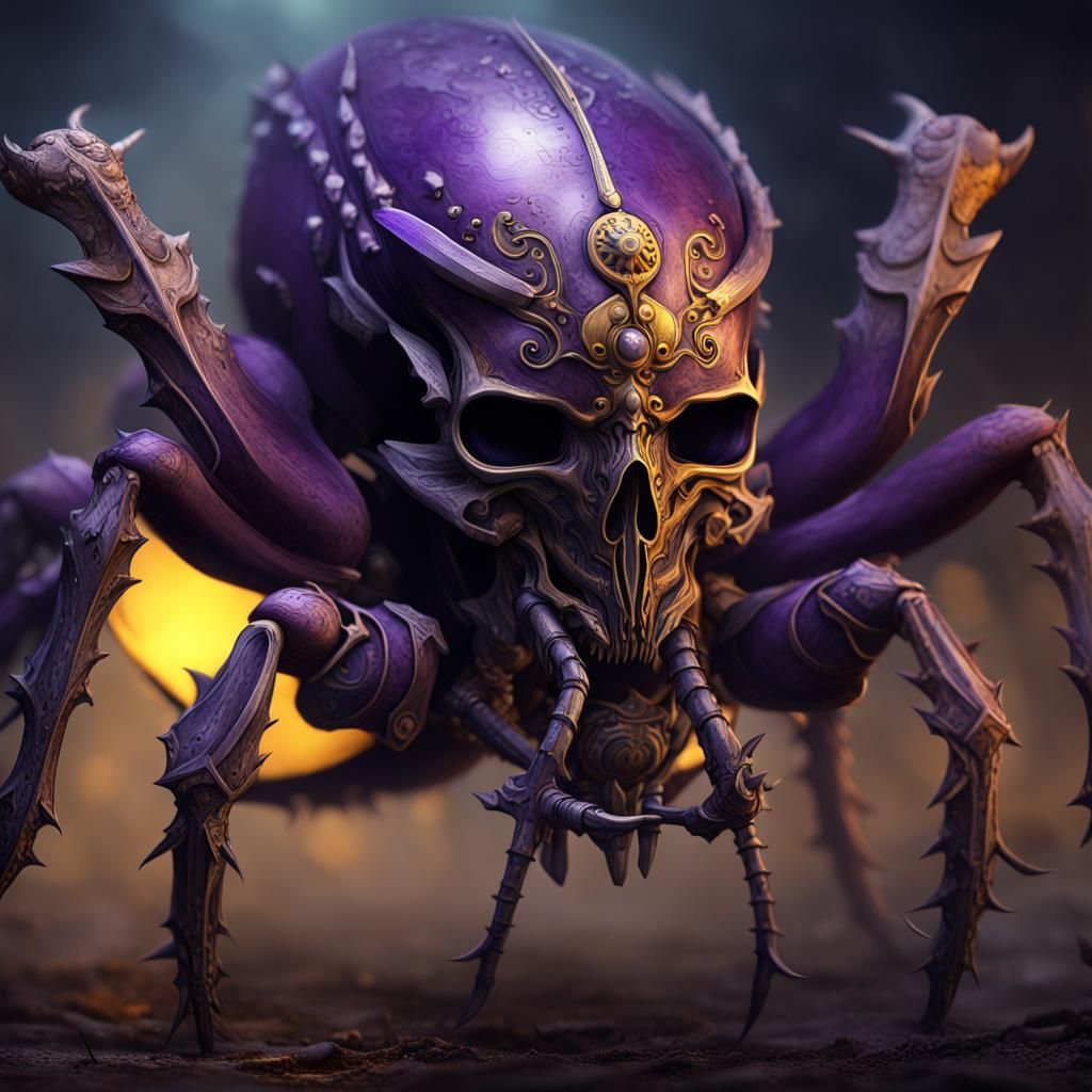 Warrior Beetle with Skull Head: Dark Fantasy Art