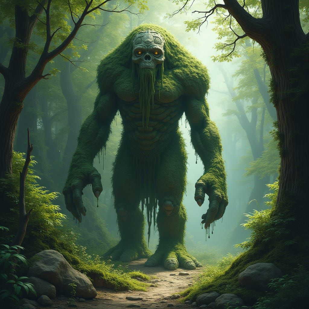 Awakening Stone Golem in Mystical Forest