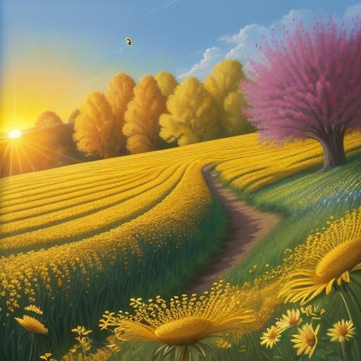 Woman Harvesting Honey in Sun-Drenched Field