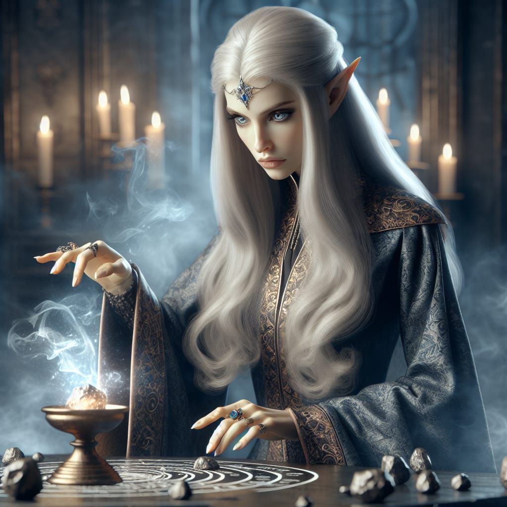 High Elf Wizard Transmuting Lead to Gold