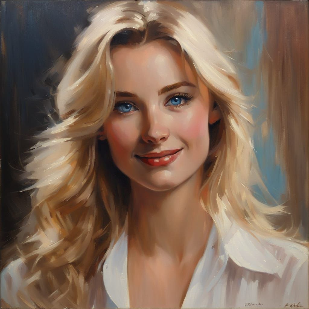 Warm Smile: Oil Portrait of a Blond Woman