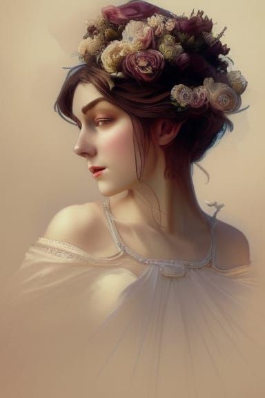 Victorian Bride Portrait in Hyperdetailed Style