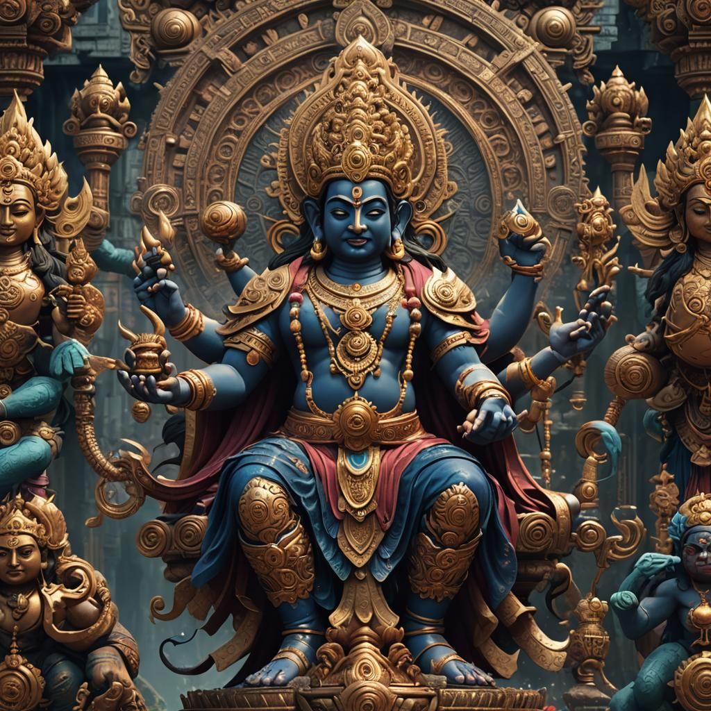 Detailed Matte Painting of Hindu God