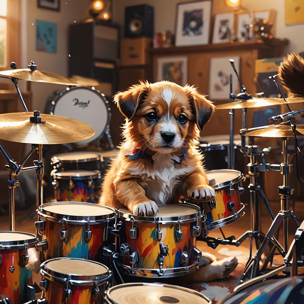 Energetic Puppy Drummer Concept Art