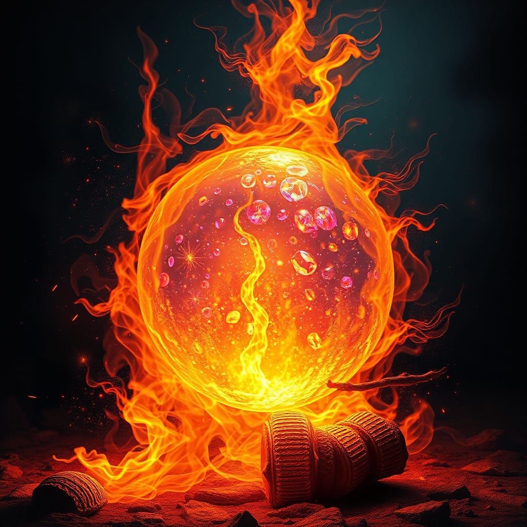 Fiery Crystal Orb: Photography and Pointillism