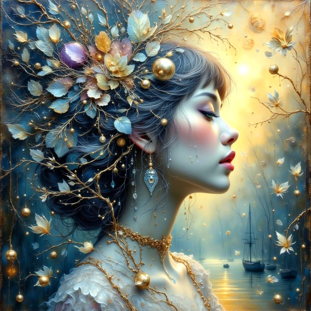 Ethereal Woman Portrait in Textured Oil on Canvas