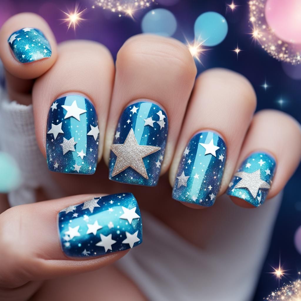 Sparkle Star Nail Design Cute