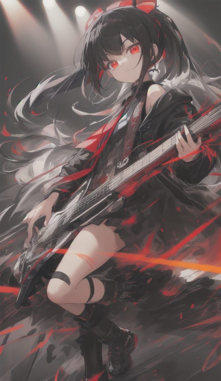 Futuristic J-Metal Idol on Stage in Anime Style