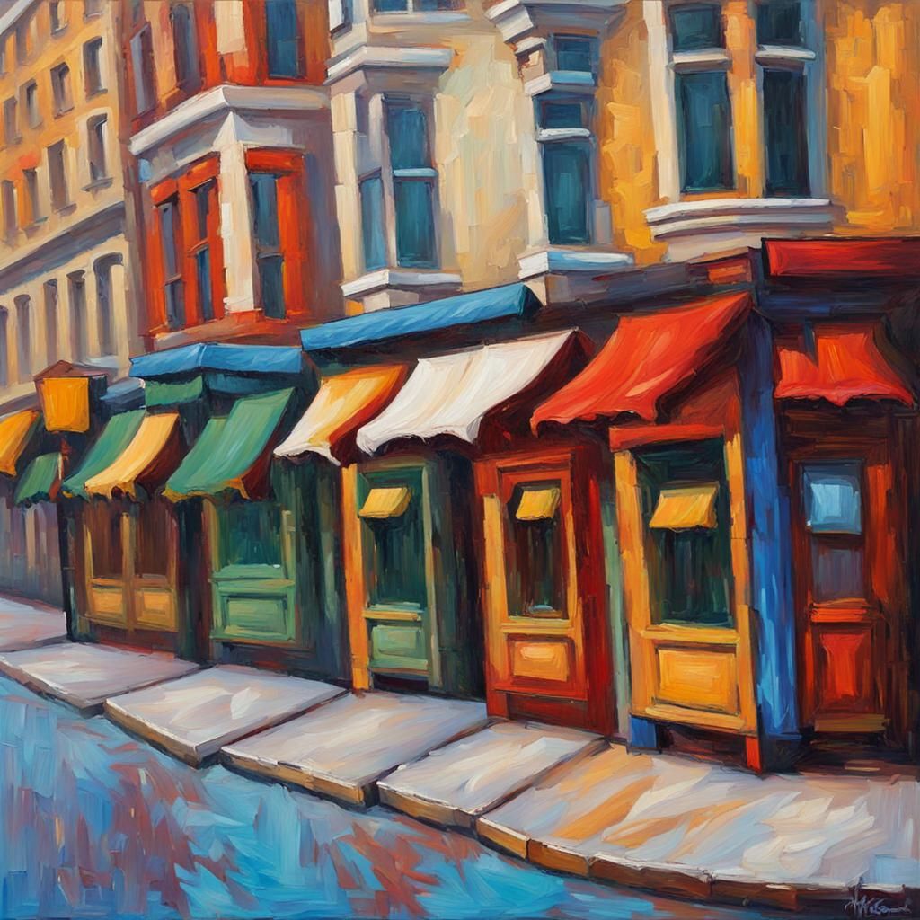 City Street Corner with Storefronts