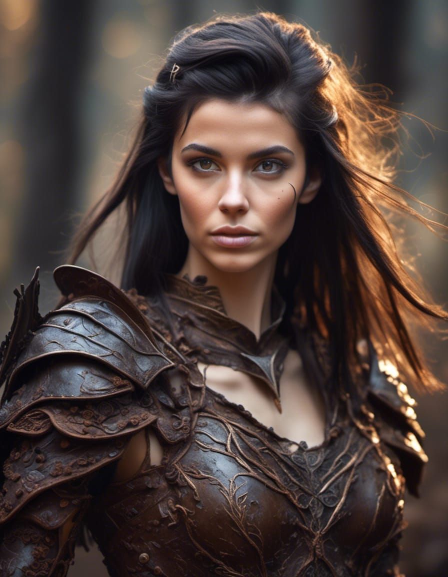 Hyperrealistic Elf Warrior in Forest, Detailed Photo