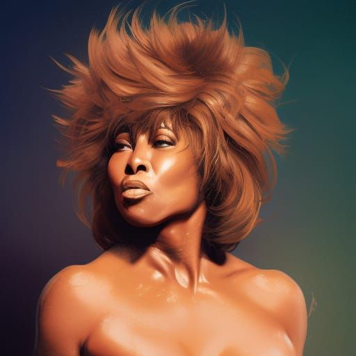 Dynamic Portrait of Tina Turner in Art Nouveau Style