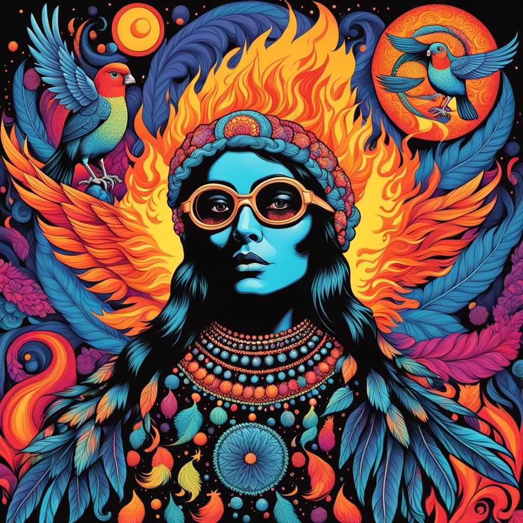 Psychedelic Birds in Flight: A Colorful Abstract