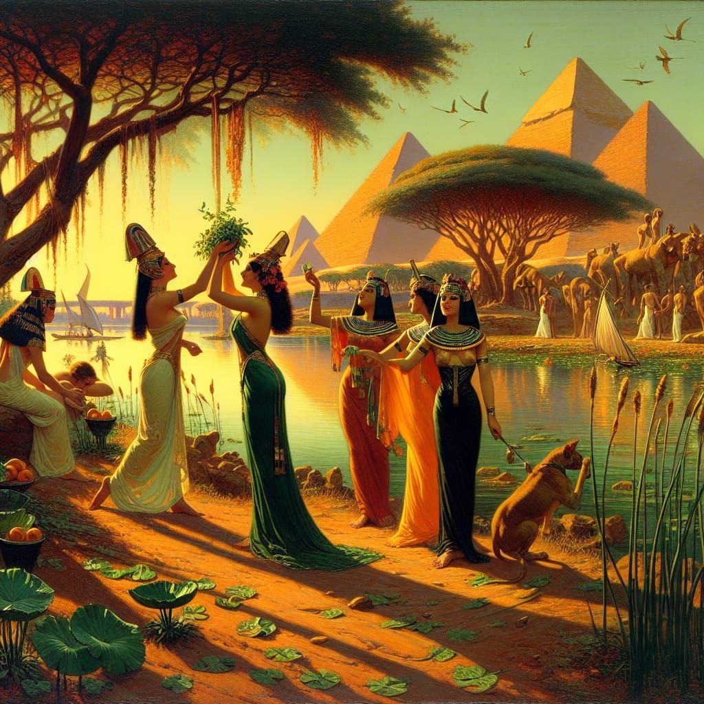 Idyllic Scene of Ancient Egypt at Sunset