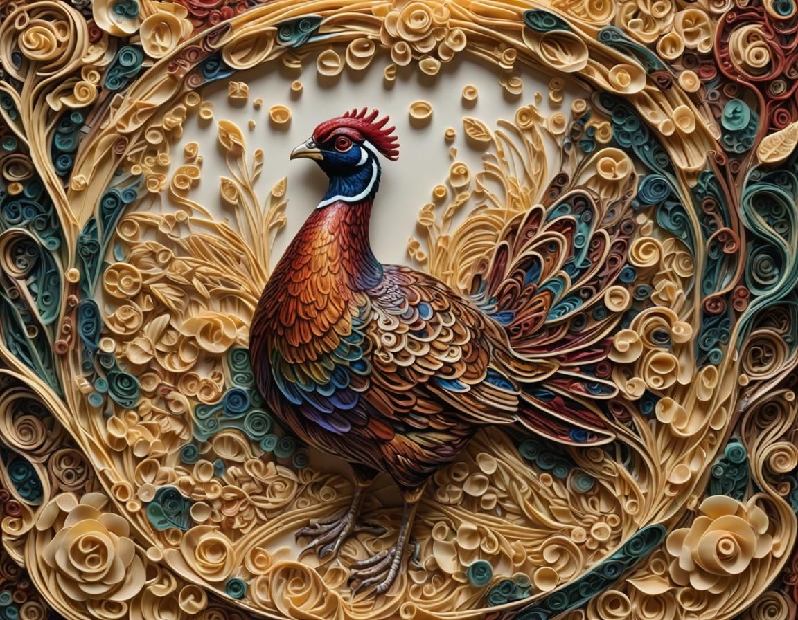 Pasta Pheasant in Polychromatic Noodlecore Style