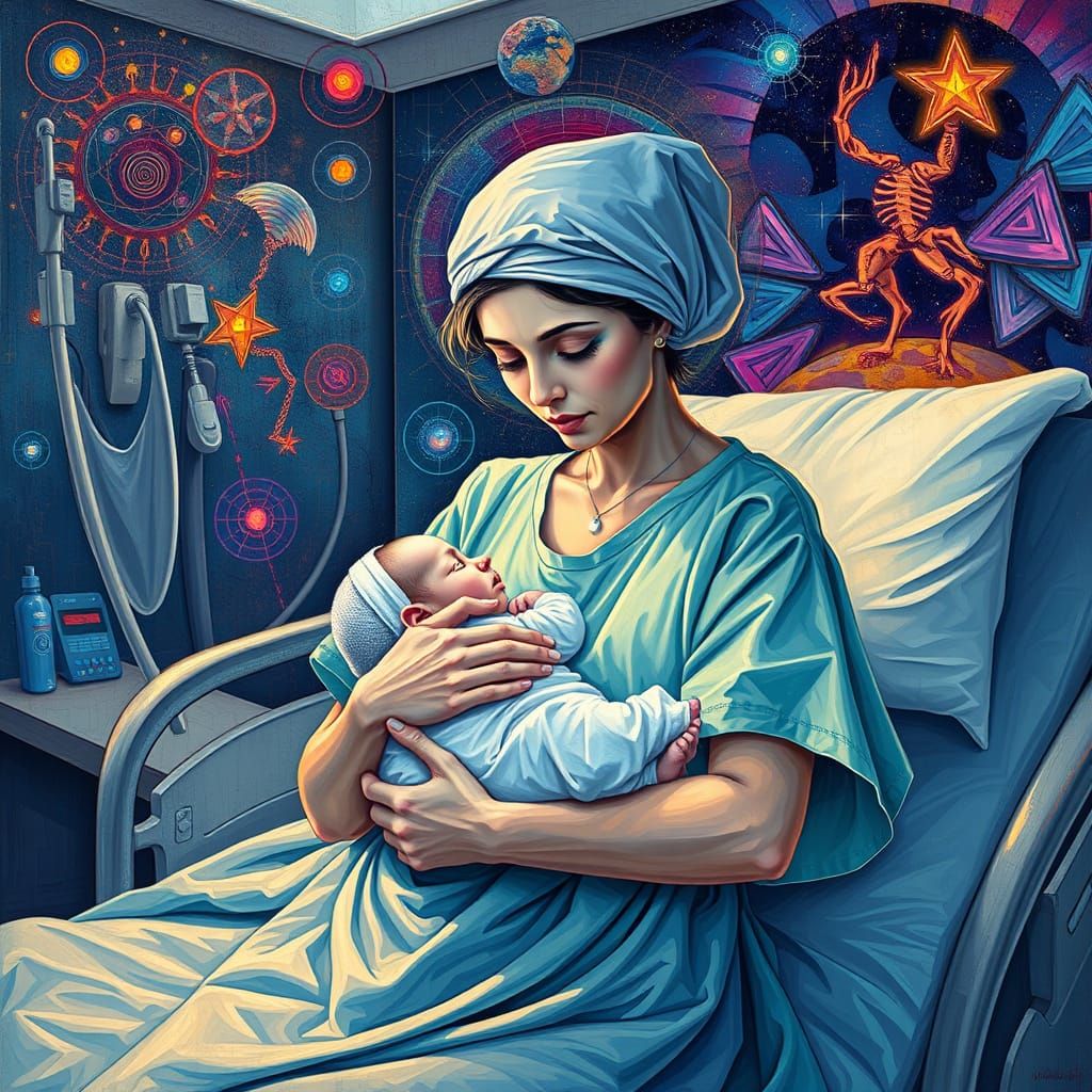 Mother and Child in Cosmic Embrace: Visionary Art