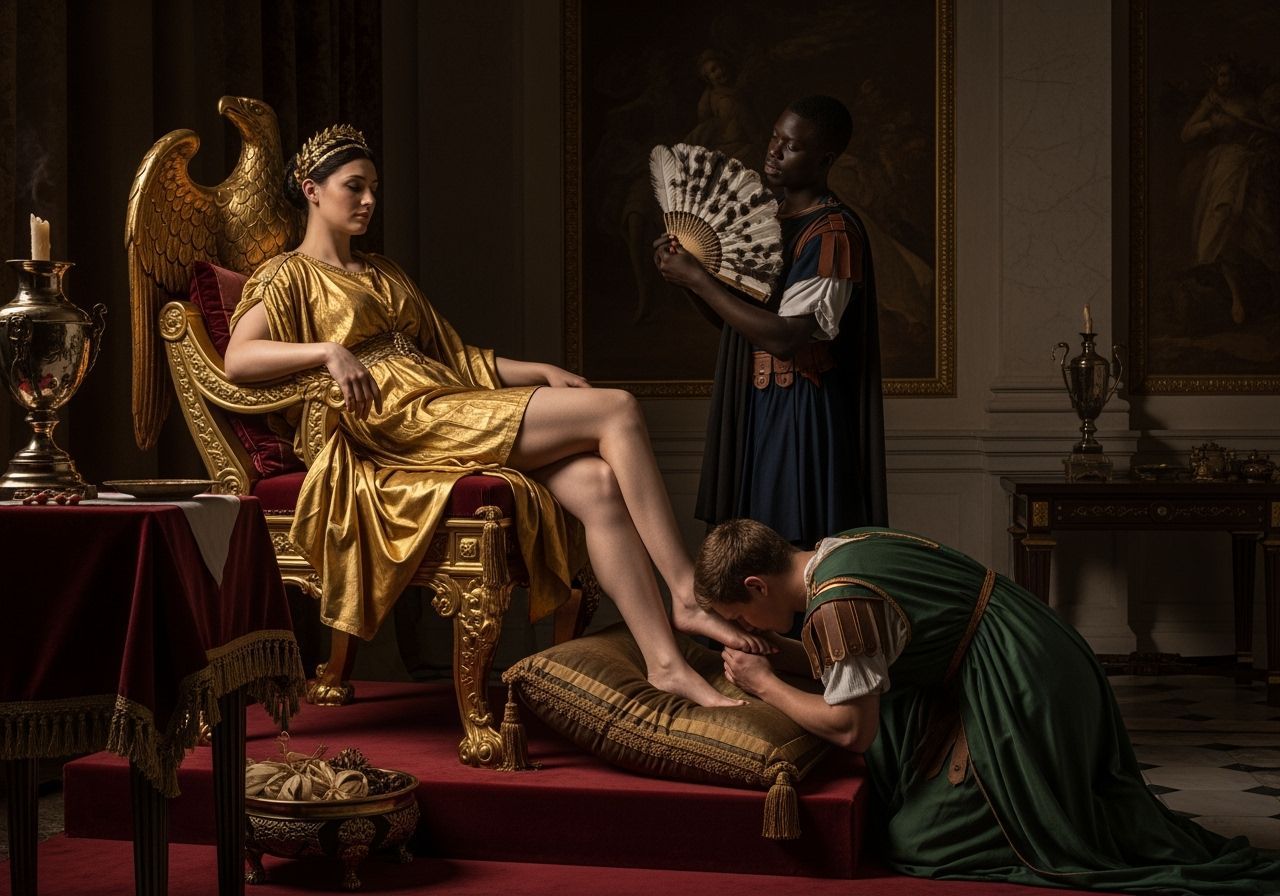 Roman Empress on Eagle Throne in Baroque Style