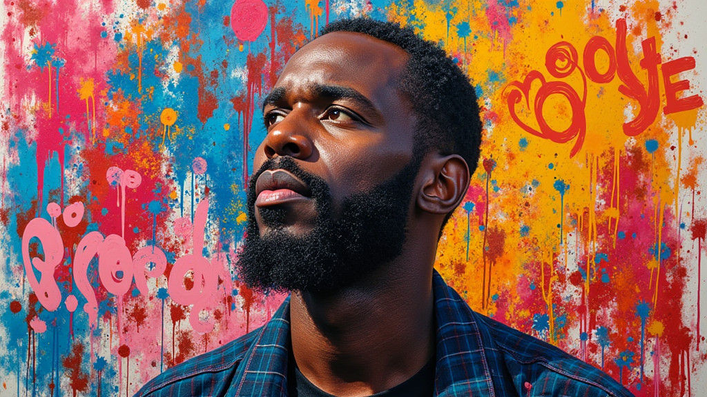 Dynamic Portrait of George Floyd in Splash Street Art Style