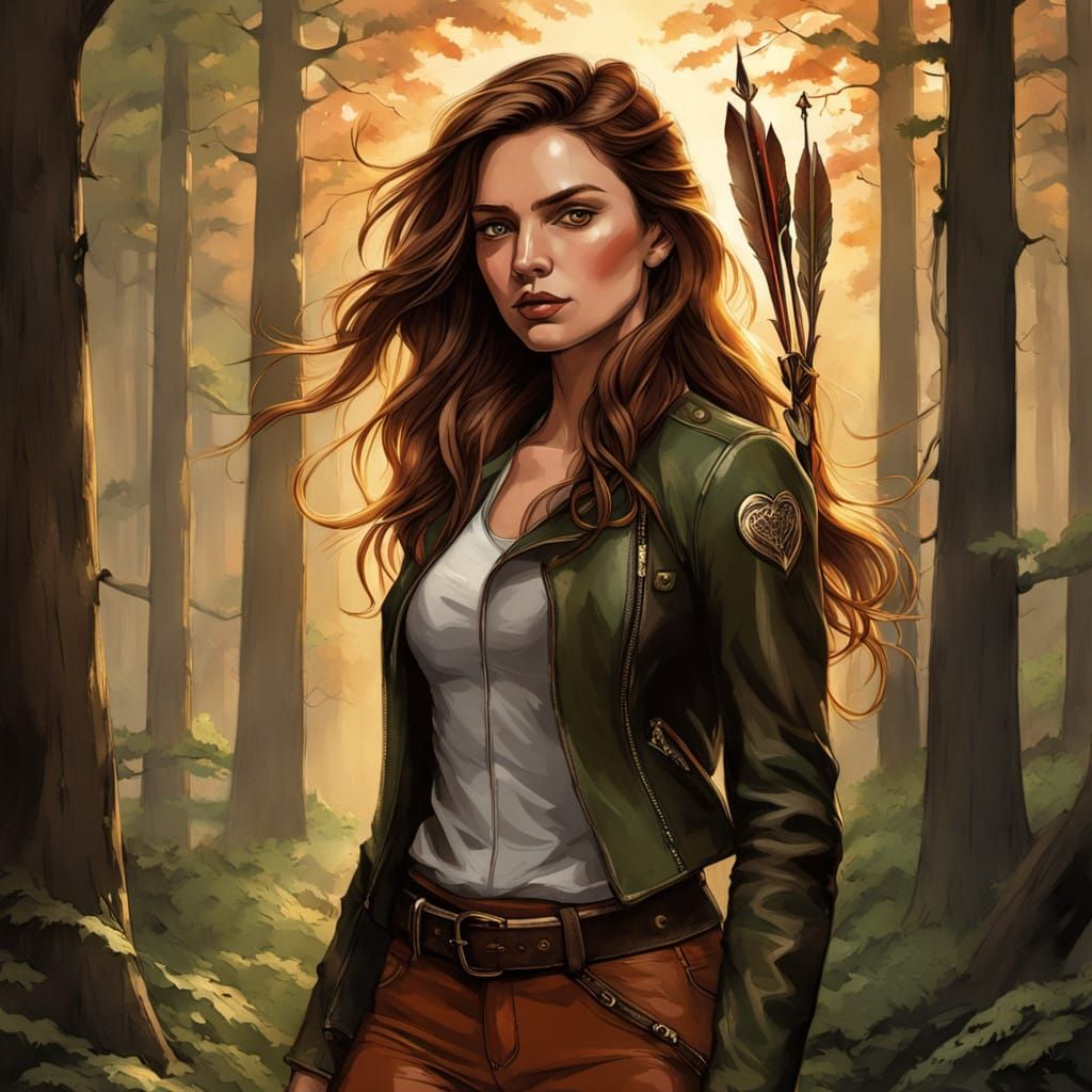 Sensual Warrior Emerges from Golden Forest Glade
