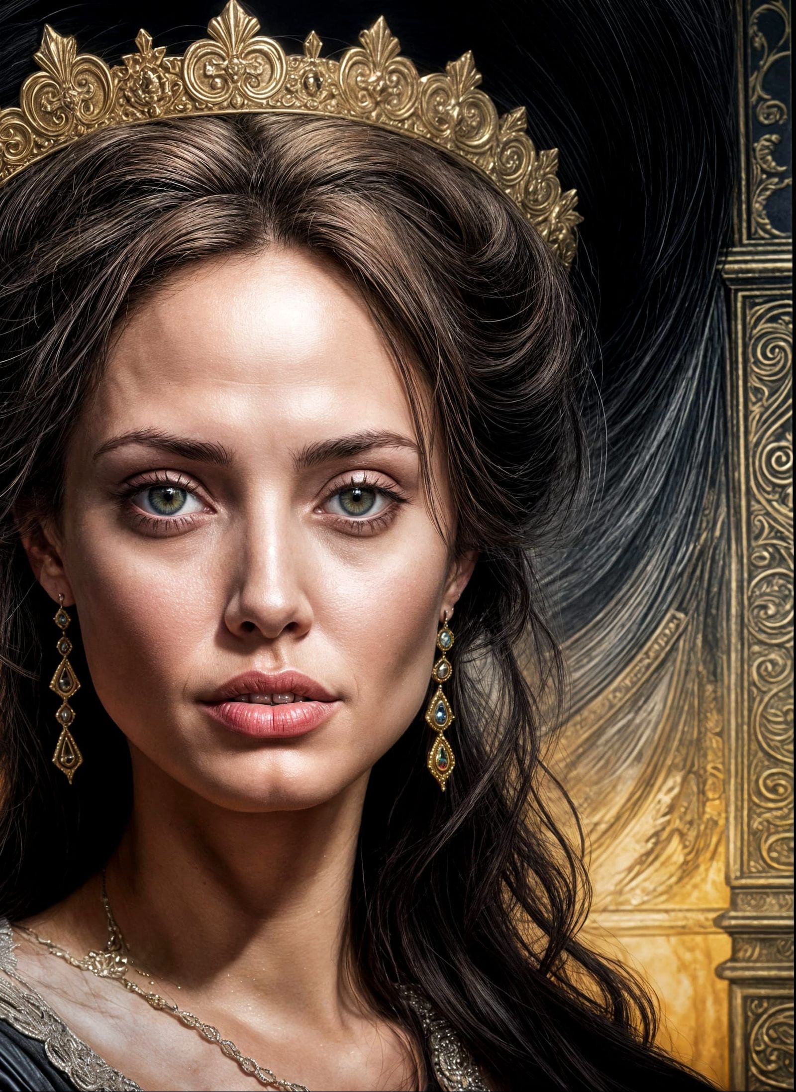 Angelina Jolie as Tudor Queen: Royal Portrait