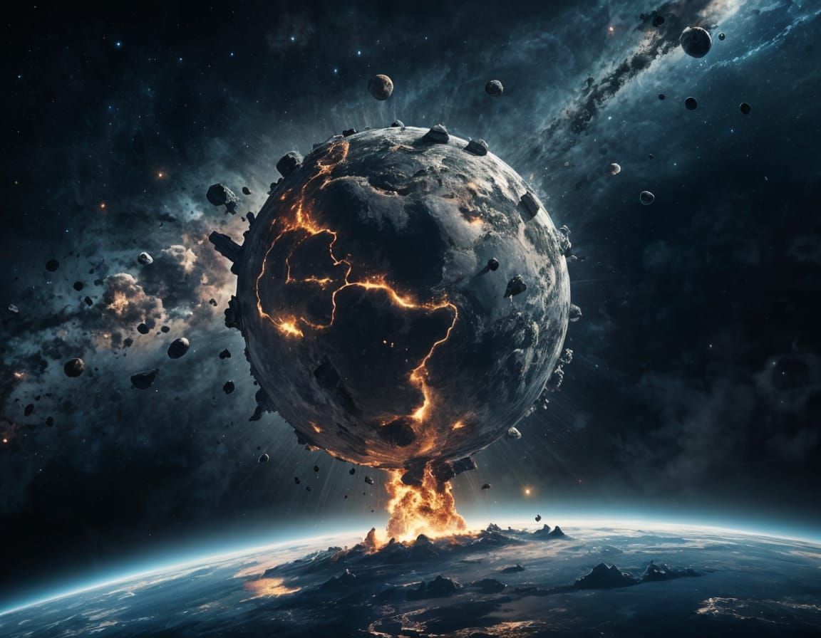 Earth Destroyed by Nuclear War: Cinematic Space View