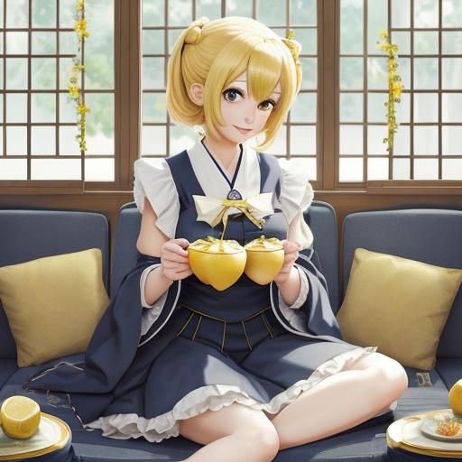 Cute Girl Enjoys Lemon in Anime Style