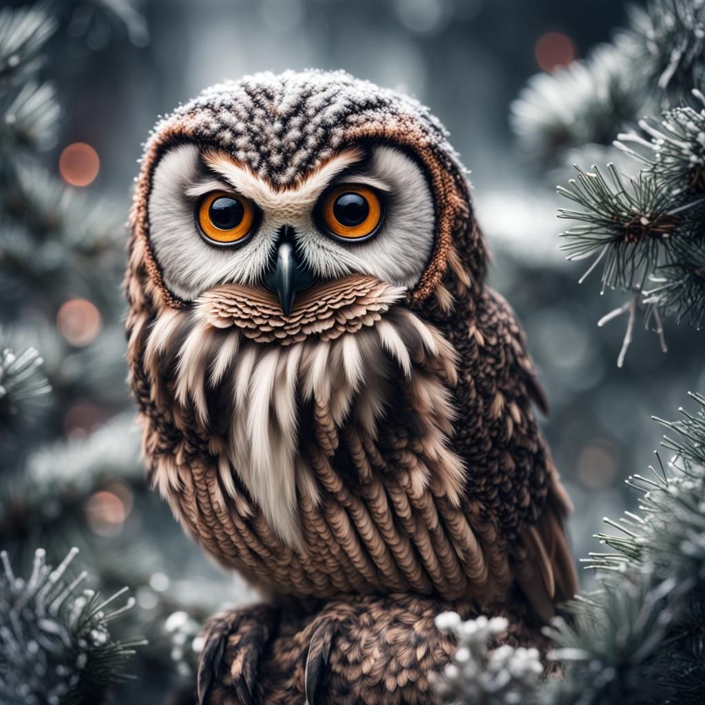 Hyperrealistic Christmas Owl in High Definition