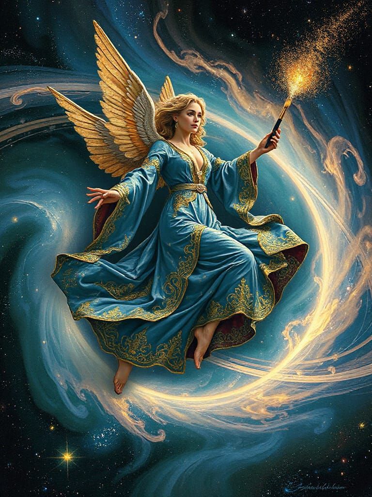 Celestial Calligrapher Inscribing Prophecies on Saturn