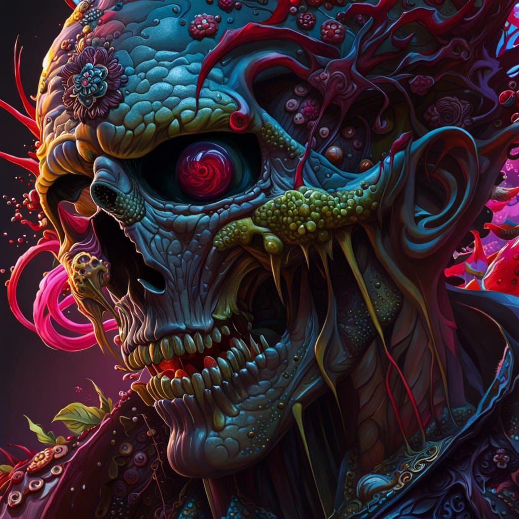 Zombie Strawberry Rising: Hyperrealistic Graffiti Art