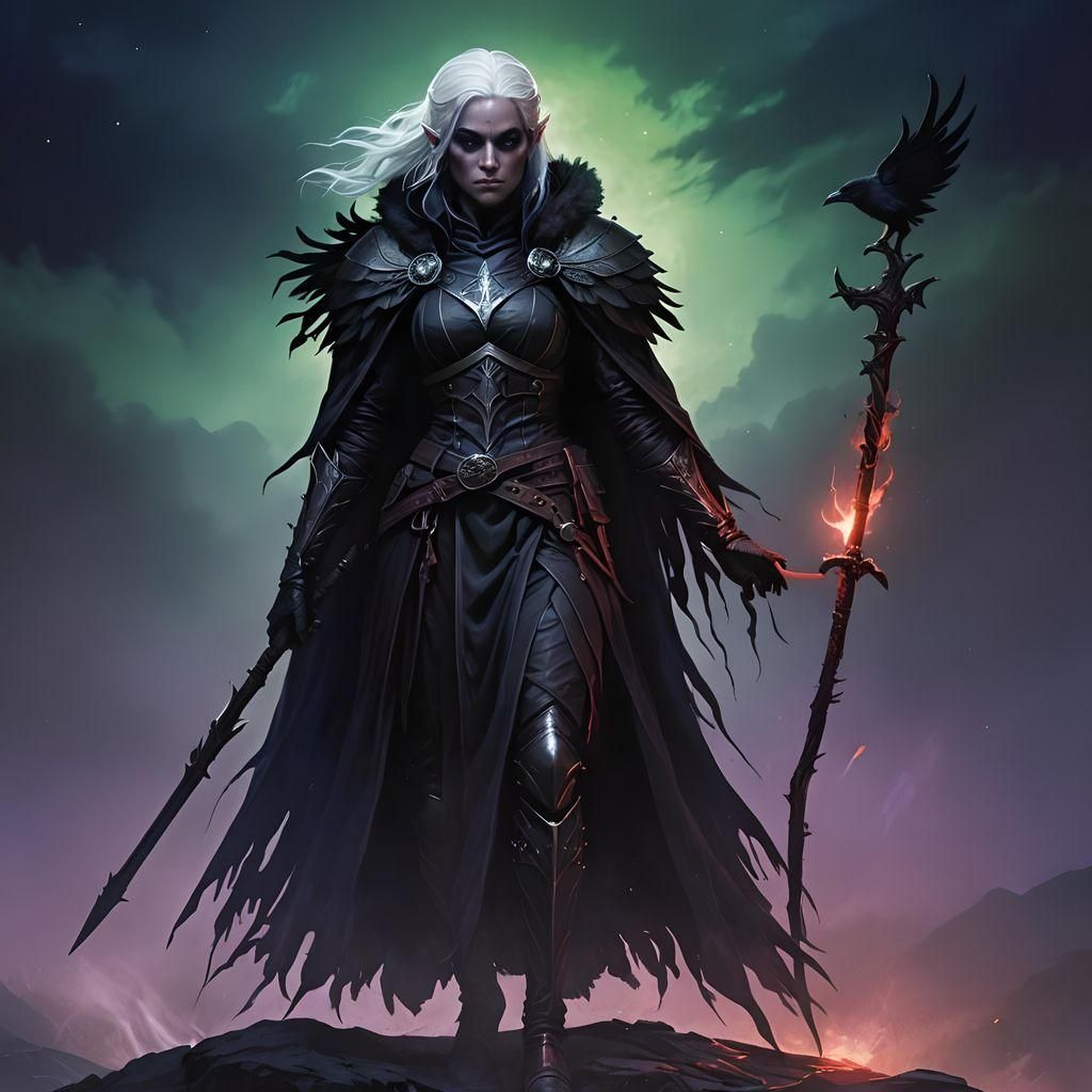 Dark Elf Cleric of the Raven Queen