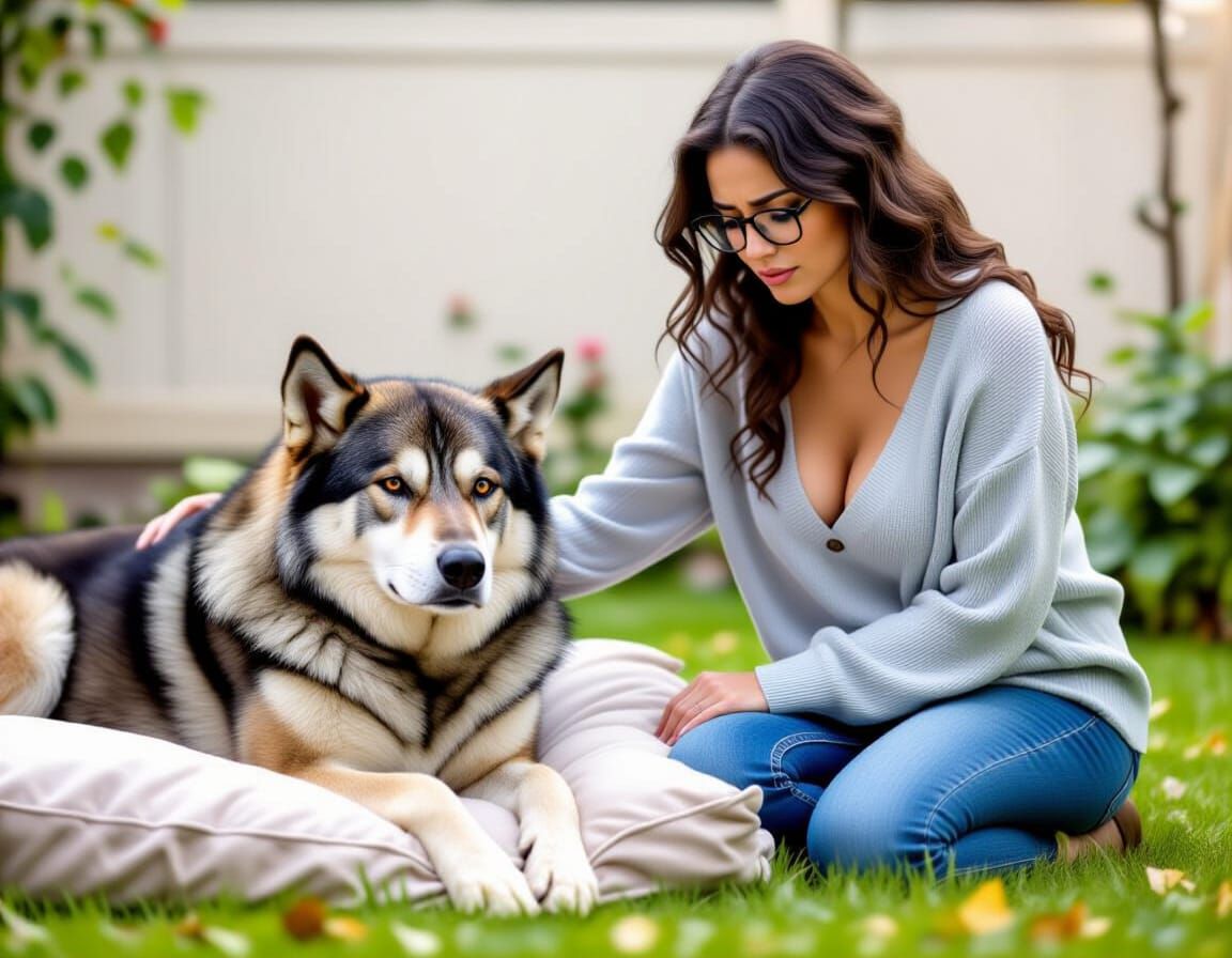 Sad Wolf Dog's Farewell in the Rain