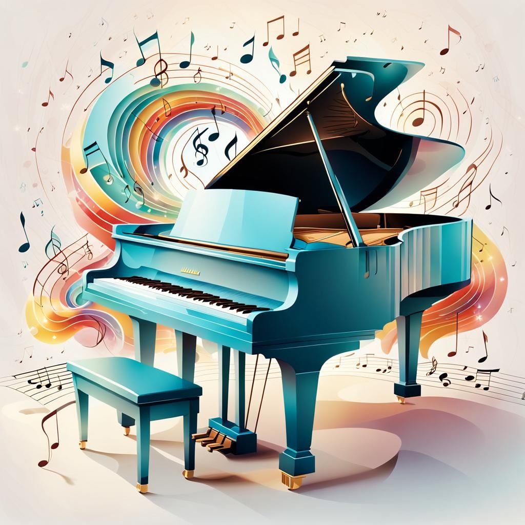 Whimsical Grand Piano in a Bright, Airy Room