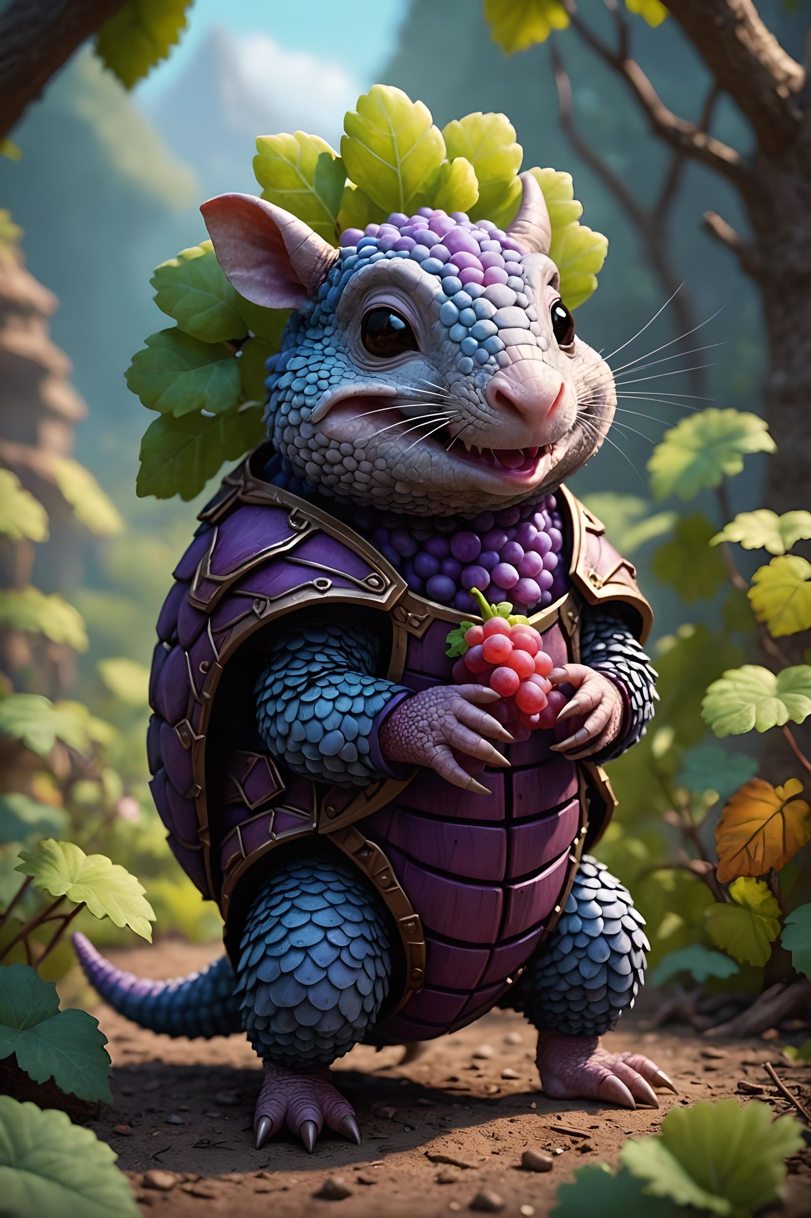 Happy Grape Armadillo Fantasy Concept Art