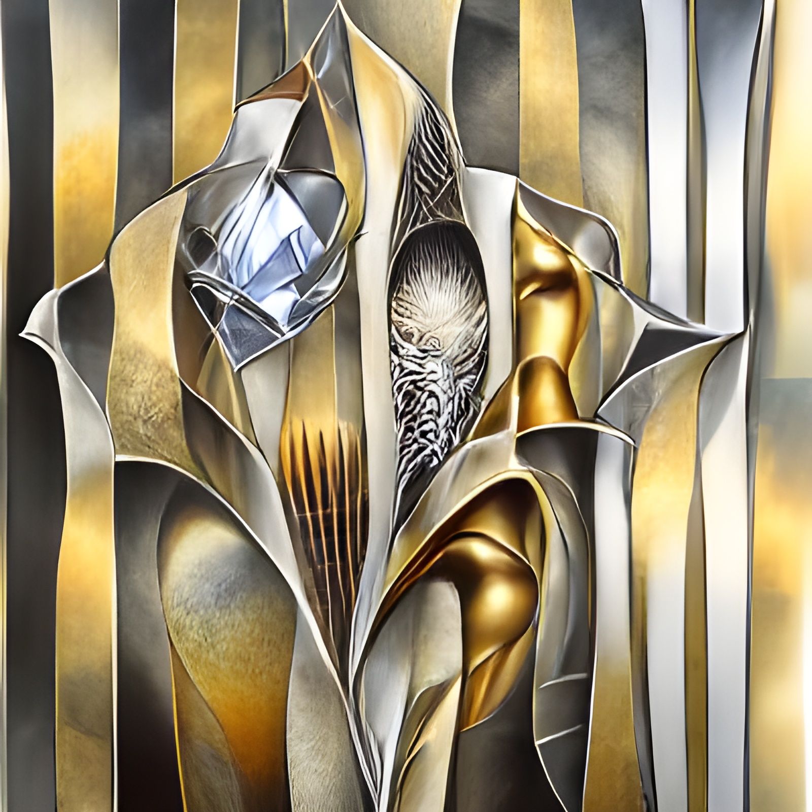 Abstract Geometric Design in Silver and Gold