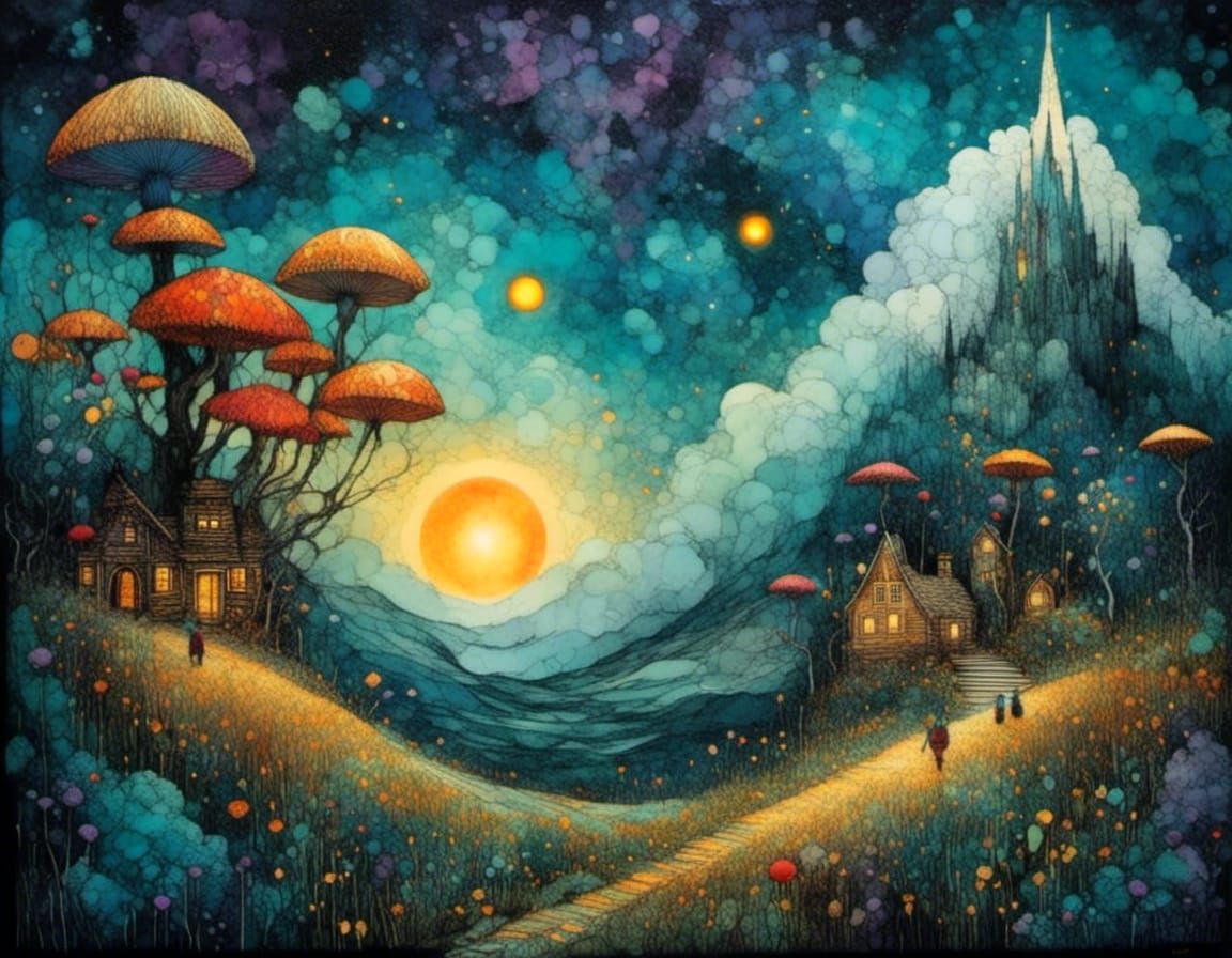 Cosmic Dreamscape Map in 3D Vector Style