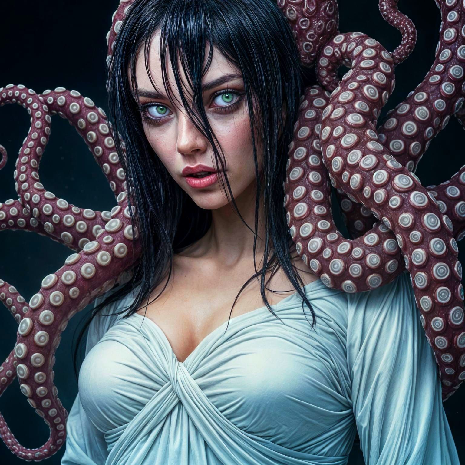 Octopus Woman: Giger, Ross, and Moebius Inspired Art