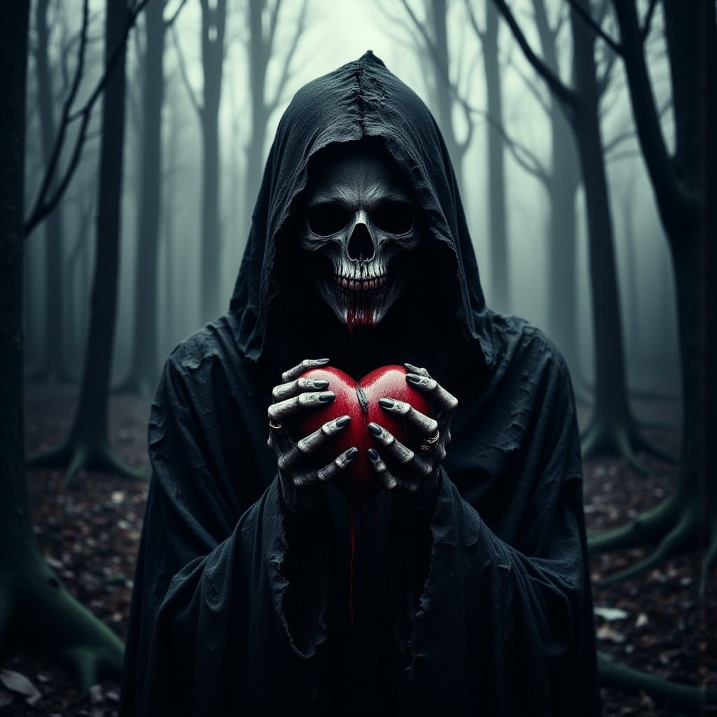 Gothic Grim Reaper's Bleeding Heart: A Dark Romantic Portrai...