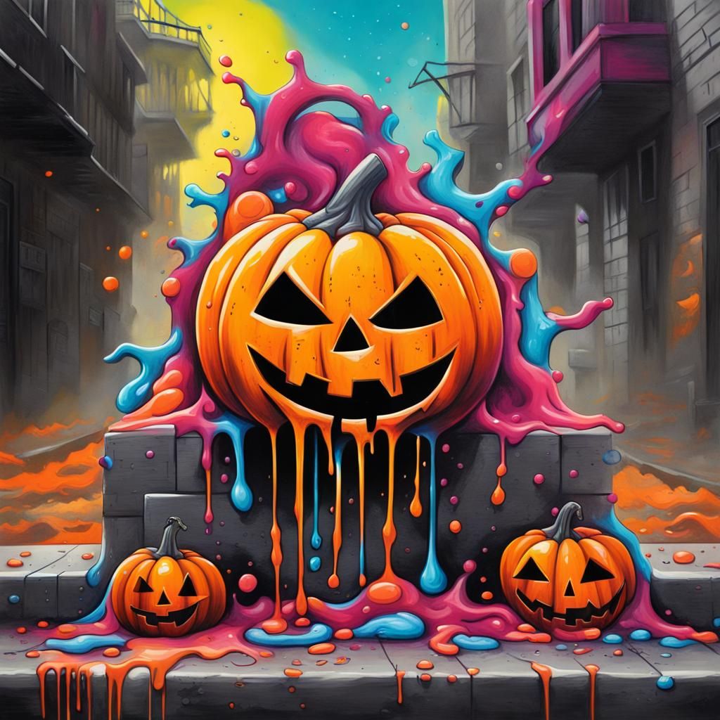 Halloween Graffiti Art in Splash Art Style