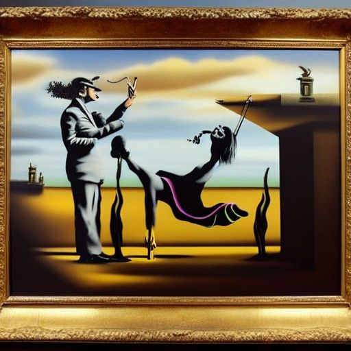 Surreal Melting Clock on Canvas in Dali Style