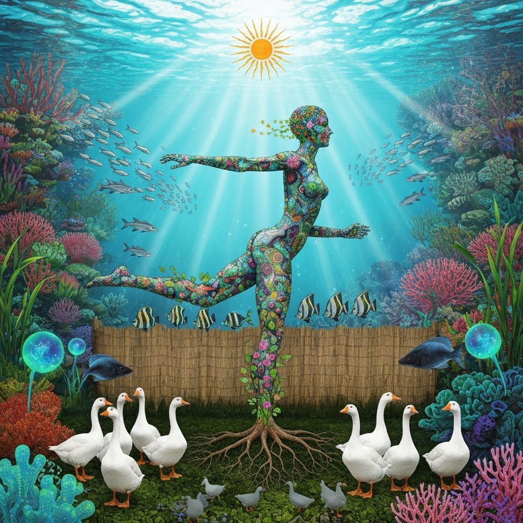 Surreal Underwater World with Fractal Figure