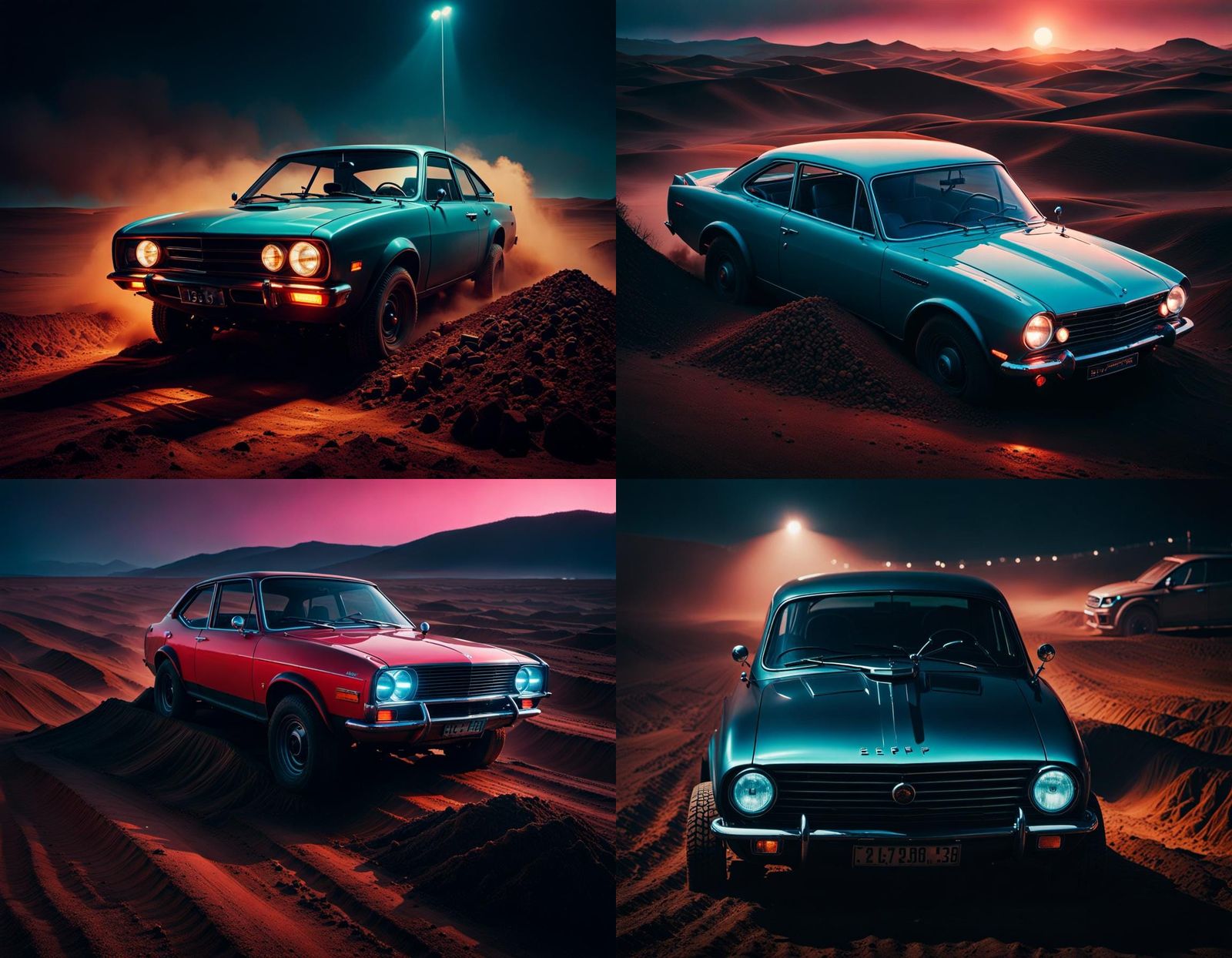 a car that is sitting in the dirt, artem demura beeple, tren...